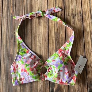 NWT Shade & Shore Floral Halter Bikini Top S